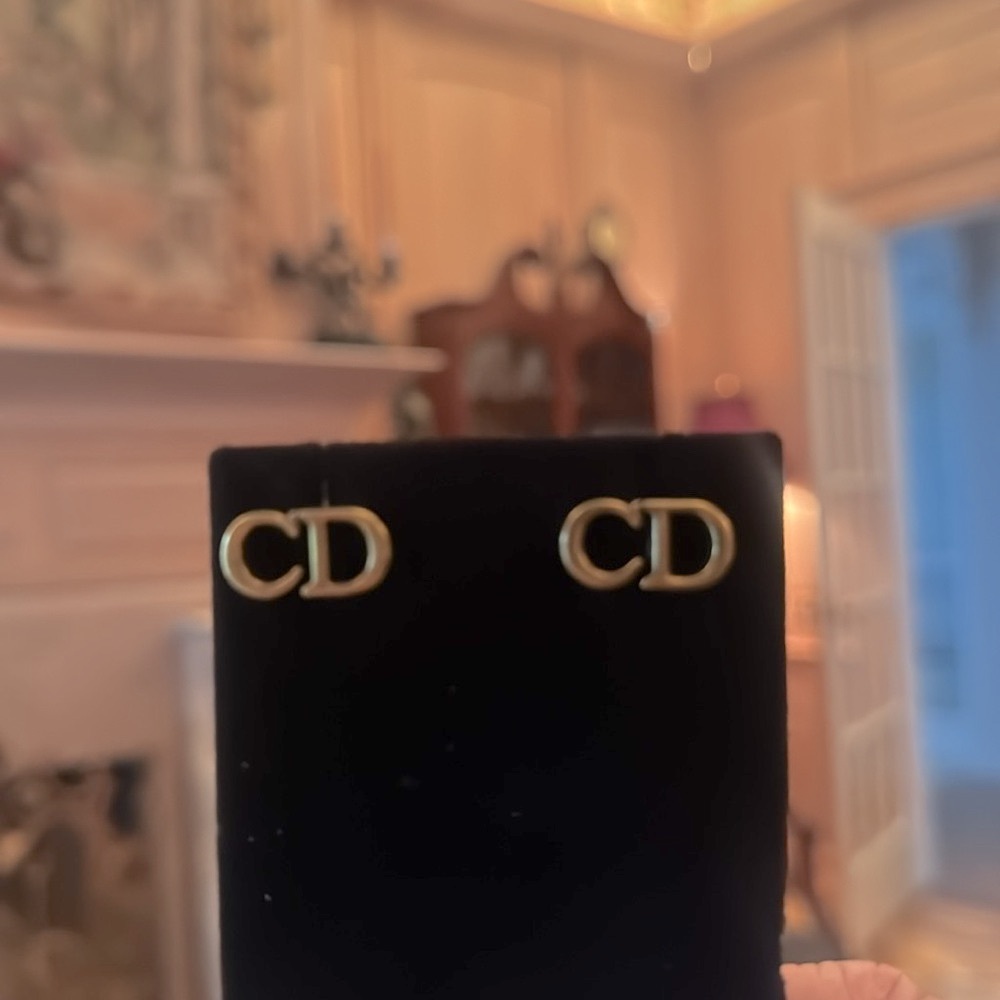 Dior earrings antique Gold tone Stud Earrings -